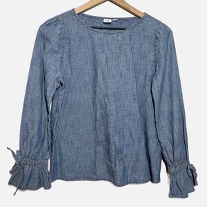 GAP Chambray denim Long Sleeve Blouse 100% cotton S fall autumn spring